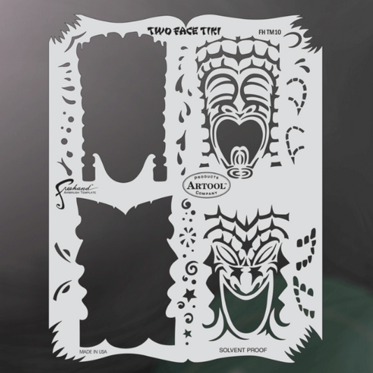 FH.TM10 Two Face Tiki Artool Template, by Dennis Mathewson 10" x 8"