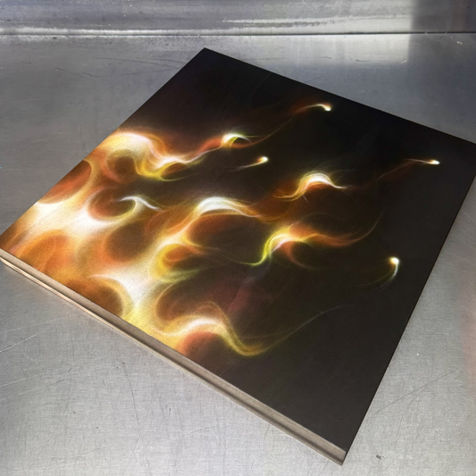 Real Fire Original Painting On A Wood Panel