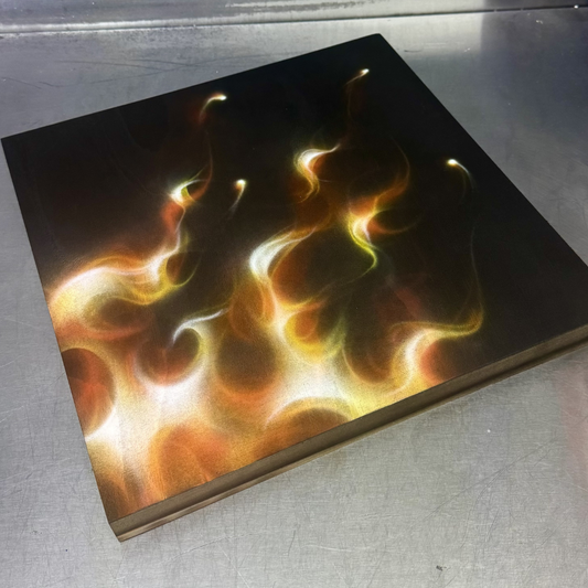 Real Fire Original Painting On A Wood Panel