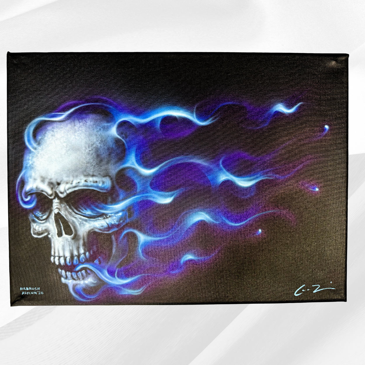 Skull Within Blue Real Fire